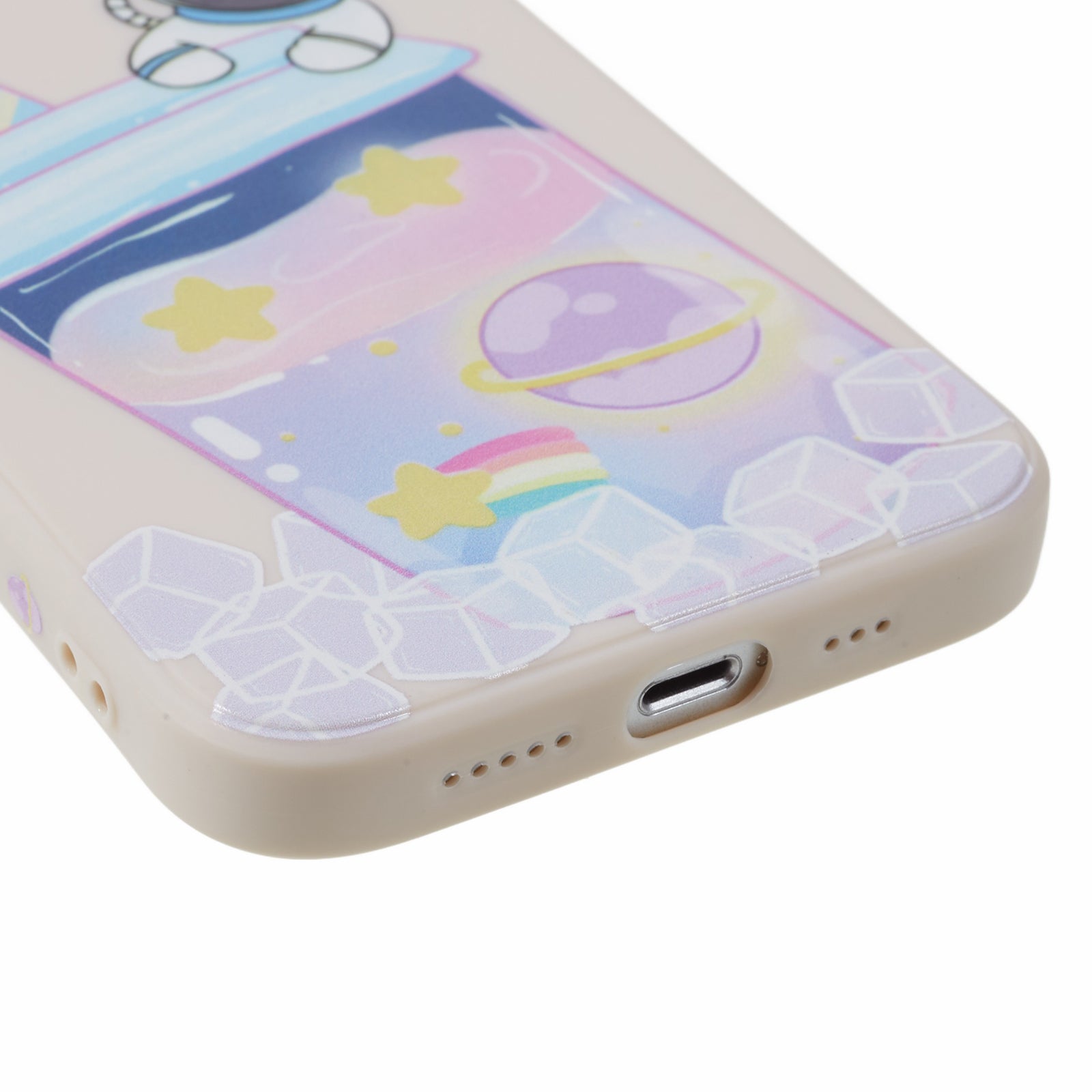 Uniqkart for iPhone 14 Plus Cartoon Astronaut Pattern Printing Soft TPU Cover Fall Proof Phone Case - White Uniqkart for iPhone 14 Plus Cartoon Astronaut Pattern Printing Soft TPU Cover Fall Proof Phone Case - White